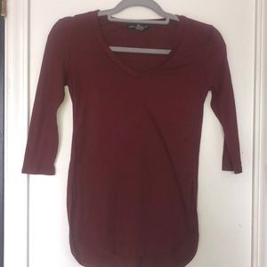 High low cut burgundy shirt